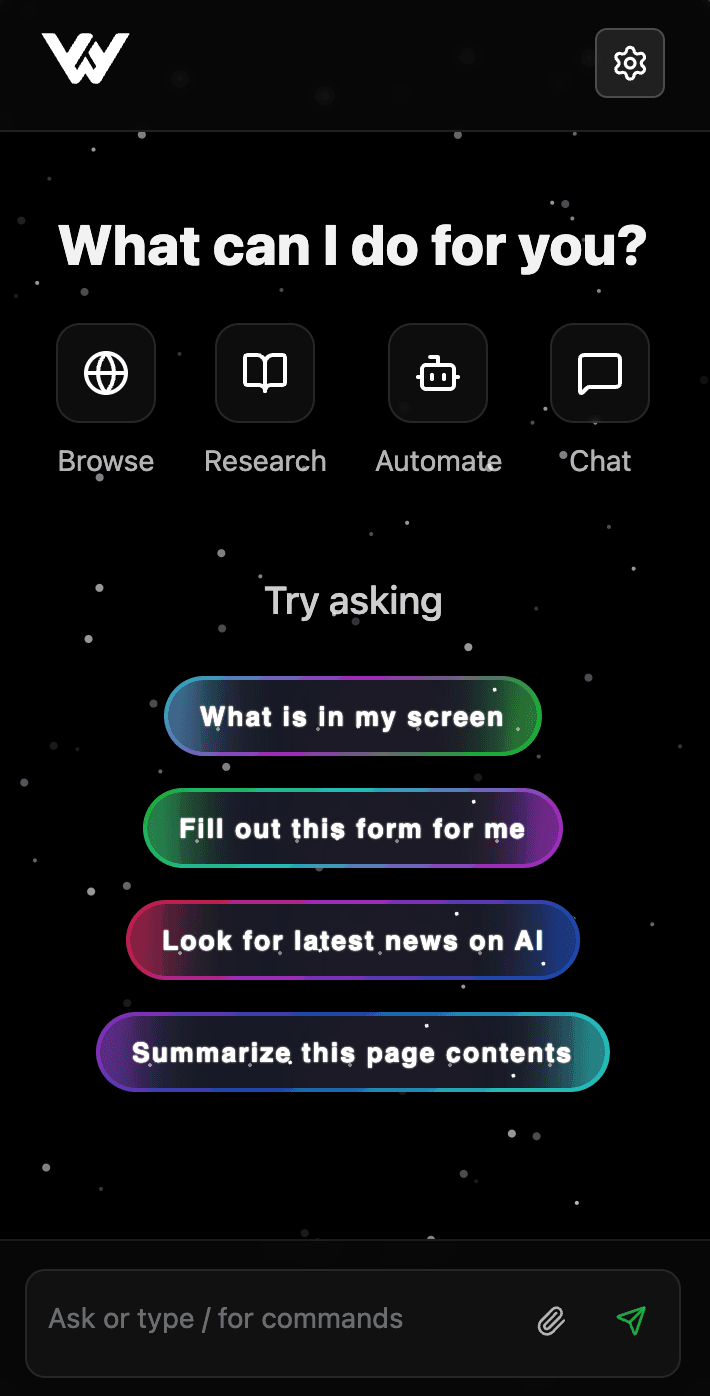 Waffy browser copilot interface